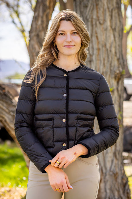 Black Quilted Jacket w/ Gold Buttons Kastel Denmark US