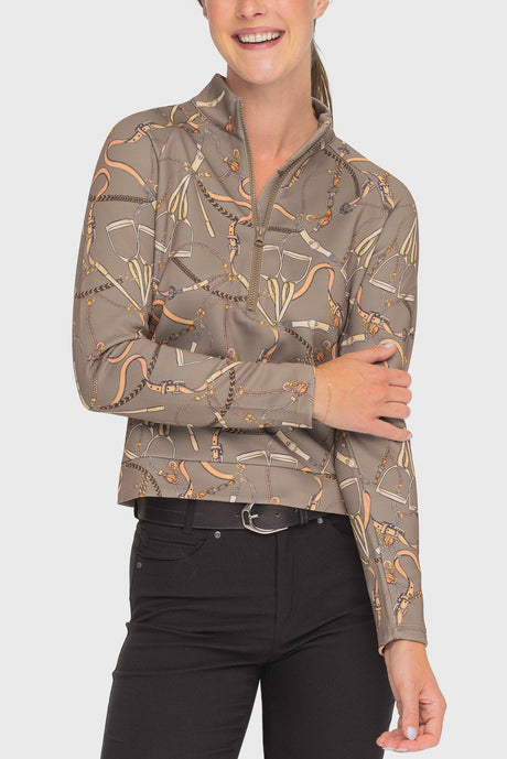 Taupe Belt ½ Zip Scuba Pullover Kastel Denmark