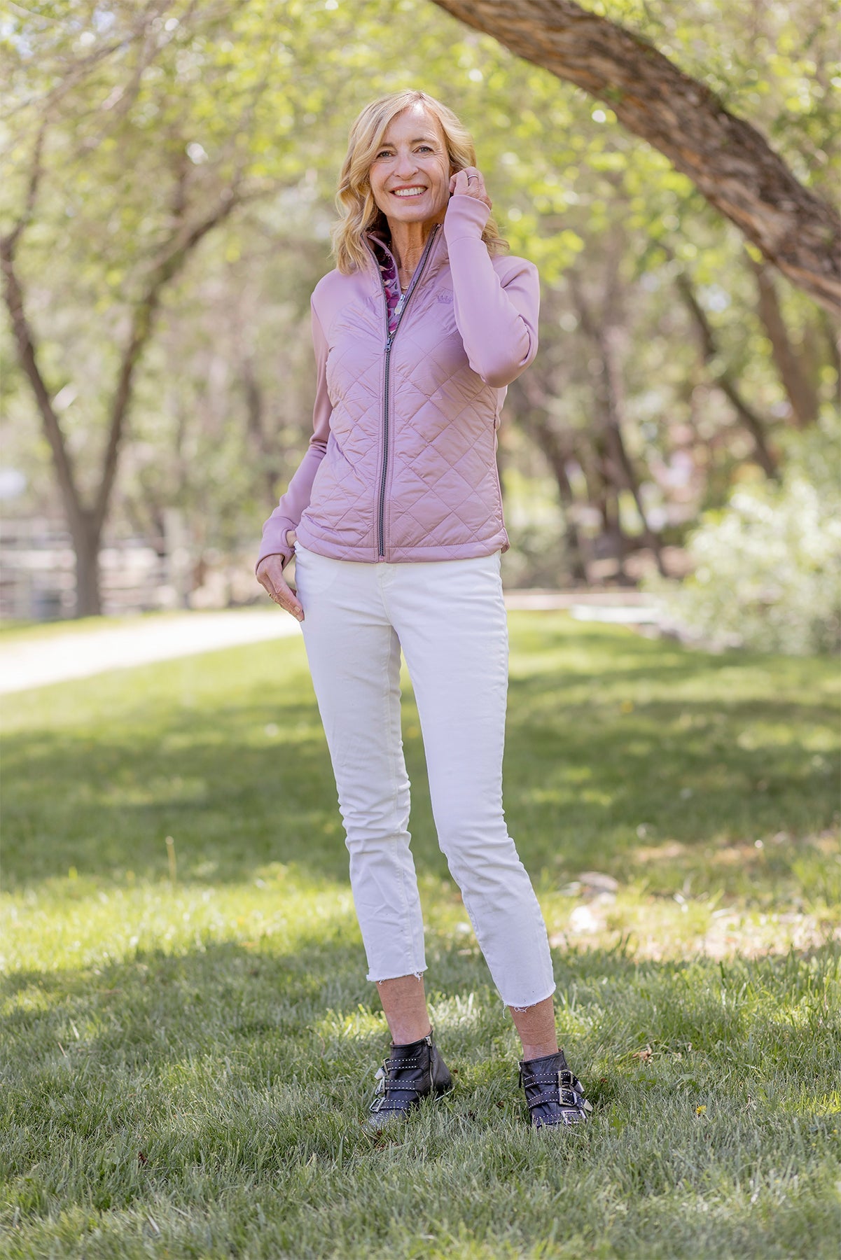 Dusty Mauve Quilted Front Full Zip Jacket - FINAL SALE Kastel Denmark