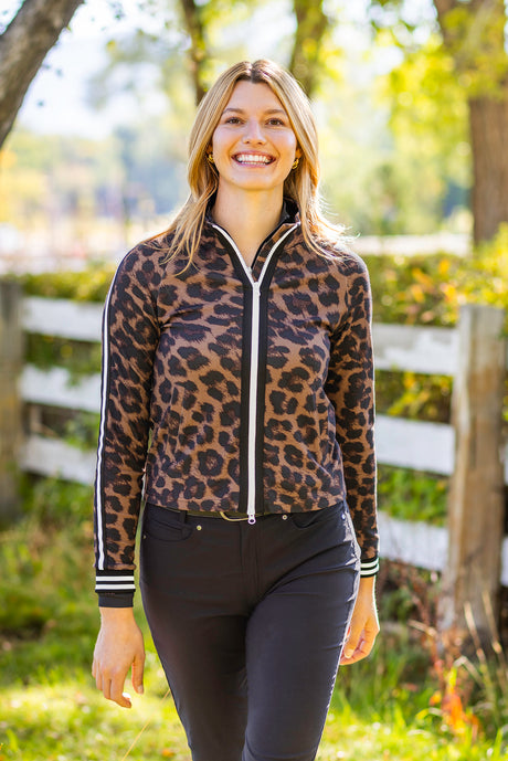 Espresso Leopard Full Zip Track Jacket Kastel Denmark