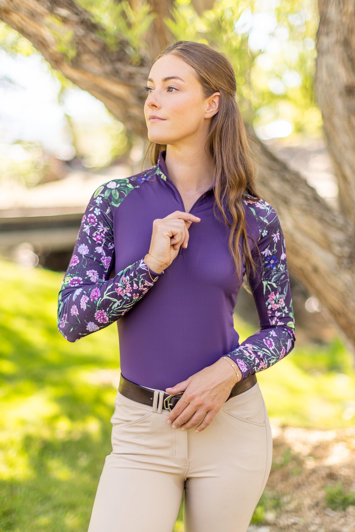 Violet Botanical Garden 1/4 Zip Long Sleeve Raglan Top Kastel Denmark US
