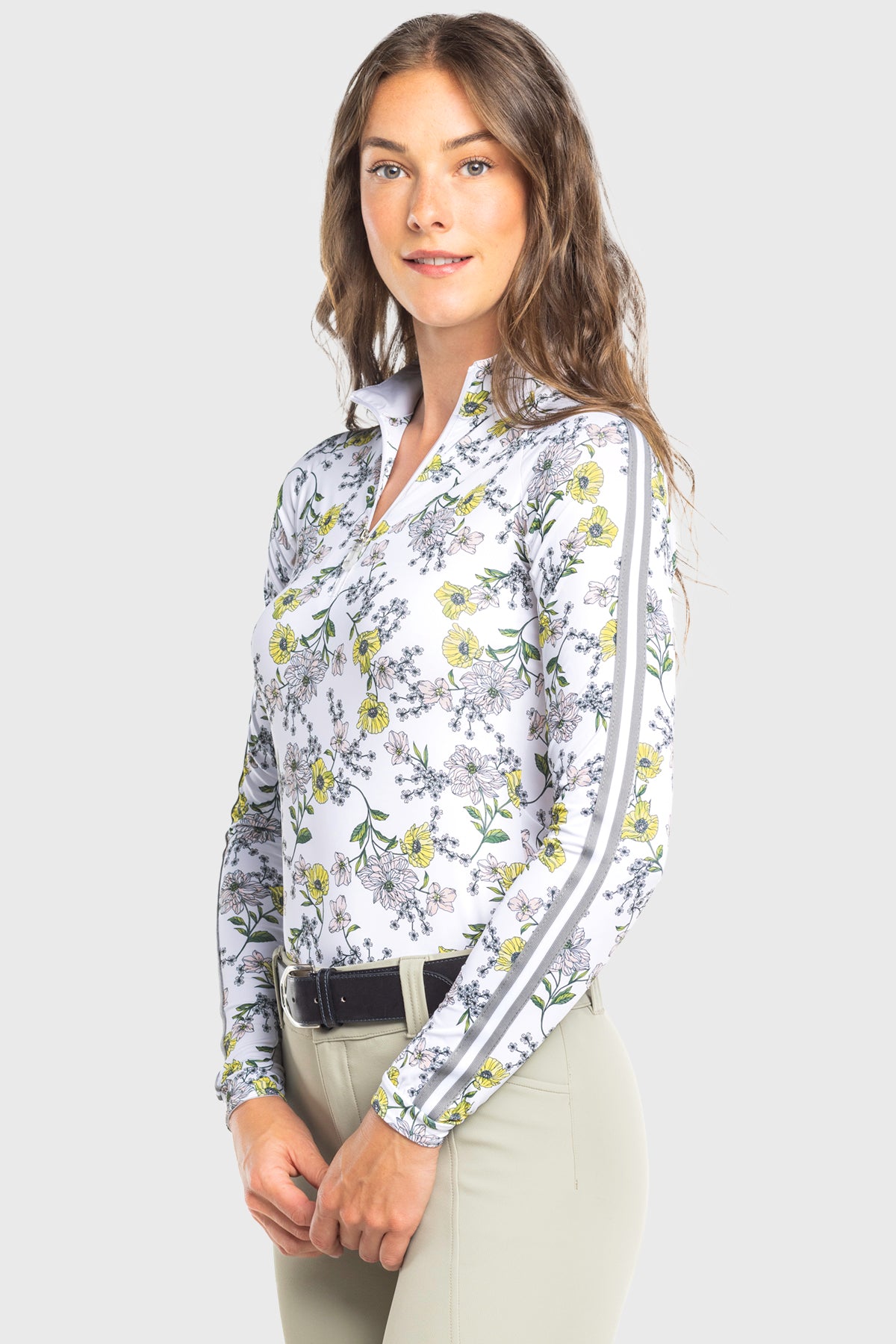Yellow Wild Poppies Long Sleeve 1/4 Zip Sun Shirt With Trim Kastel Denmark