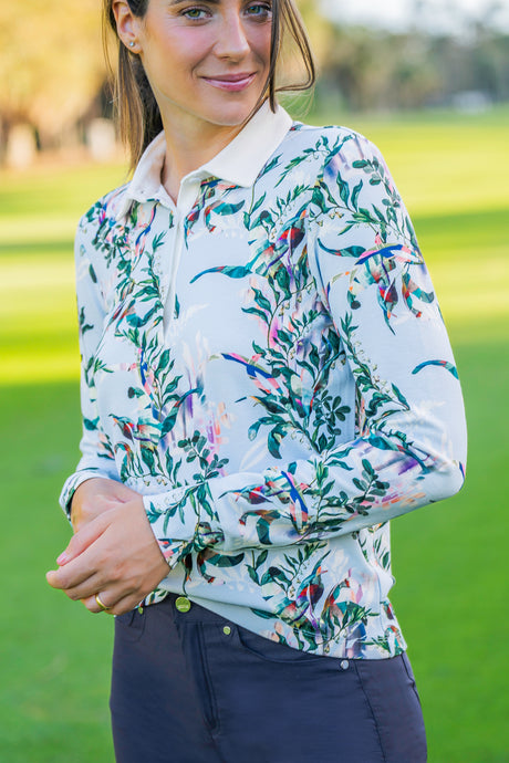 Powder Blue Botanical Long Sleeve Rugby Sweatshirt Kastel Denmark