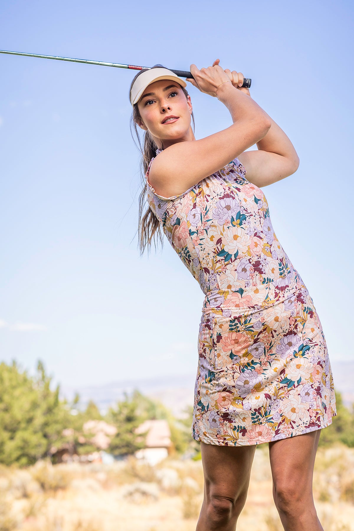 Champagne Blooming Peonies Ruffle 1/4 Zip Tank Kastel Denmark
