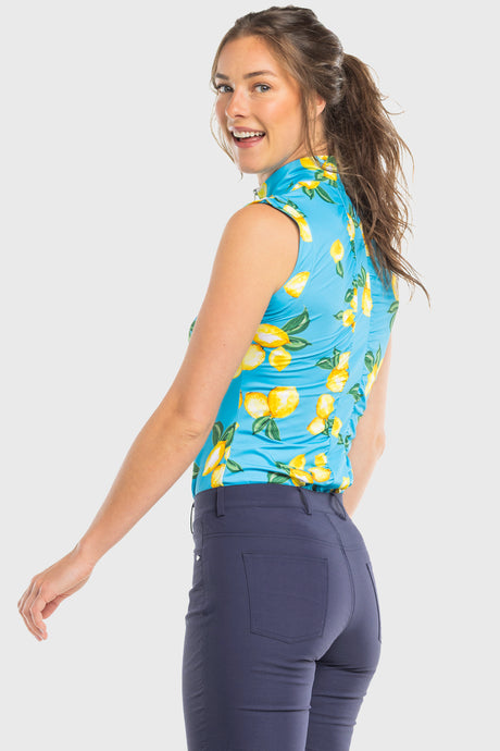 Azure Lemons Ruched Back Sleeveless 1/4 Zip Shirt Kastel Denmark