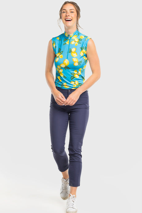 Azure Lemons Ruched Back Sleeveless 1/4 Zip Shirt Kastel Denmark