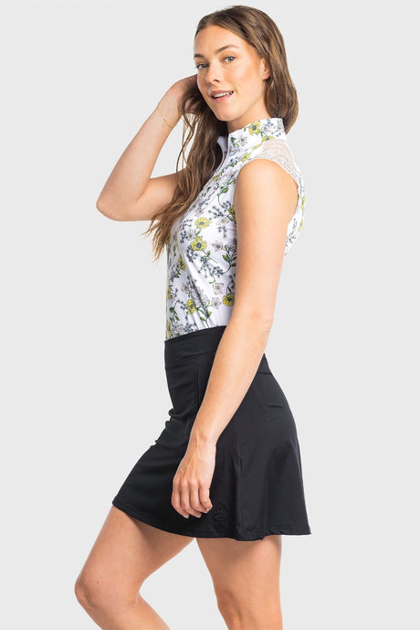 Yellow Wild Poppies Lace Shoulder Sleeveless 1/4 Zip Sun Top Kastel Denmark