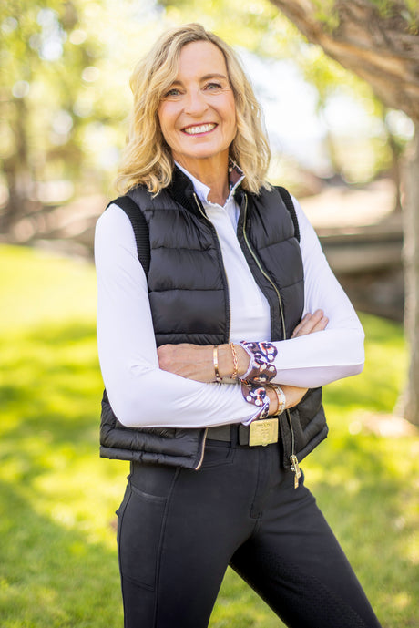Black Quilted Vest w/Knit Trim & Gold Zipper Kastel Denmark US