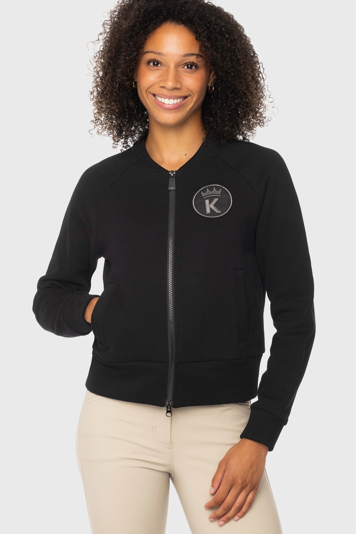 Black Zip-up Varsity Bomber Sweatshirt Kastel Denmark US