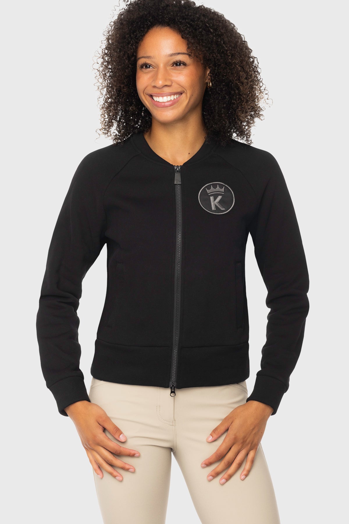 Black Zip-up Varsity Bomber Sweatshirt Kastel Denmark US