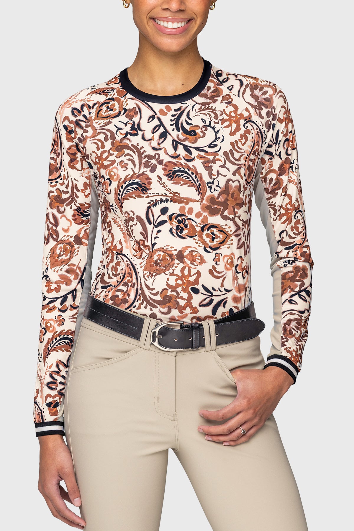 Sienna Ikat Long Sleeve Crewneck Sun Shirt w/Striped Cuffs Kastel Denmark