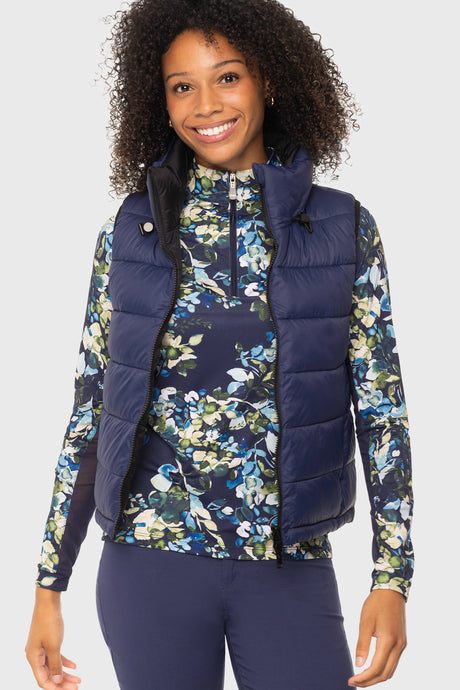 Navy Watercolor Floral 1/4 Zip Long Sleeve Sun Shirt Kastel Denmark US
