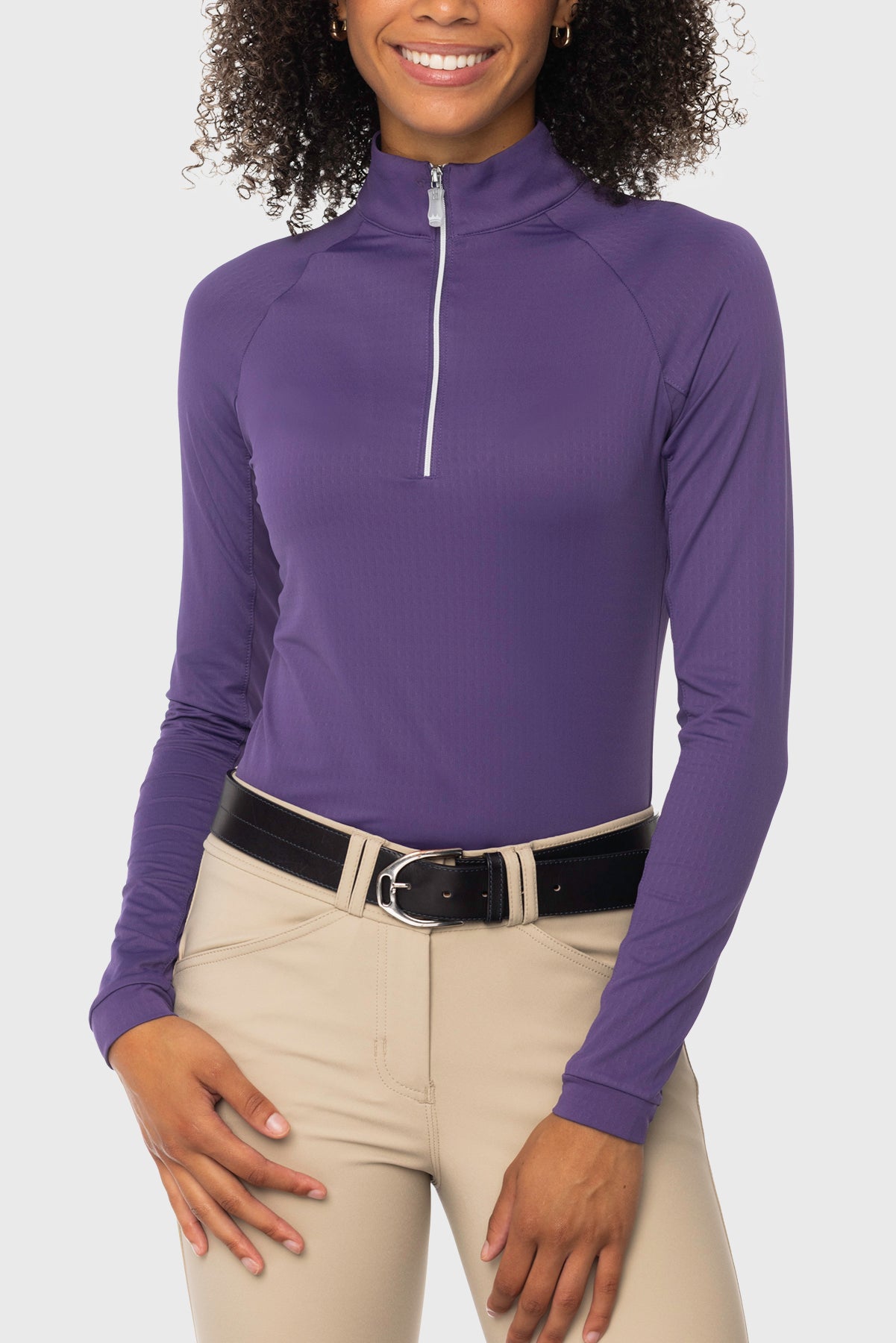 Violet 1/4 Zip Long Sleeve Sun Shirt w/ Silver Zipper Kastel Denmark US
