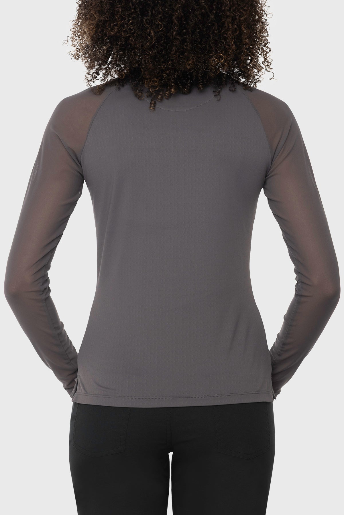 Slate 1/4 Zip Long Sleeve Top w/Mesh Sleeves & Crystal Zipper Kastel Denmark US