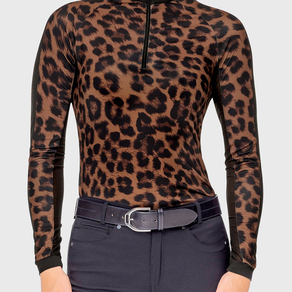 Espresso Leopard Long Sleeve 1/4 Zip Sun Shirt – Kastel Denmark US