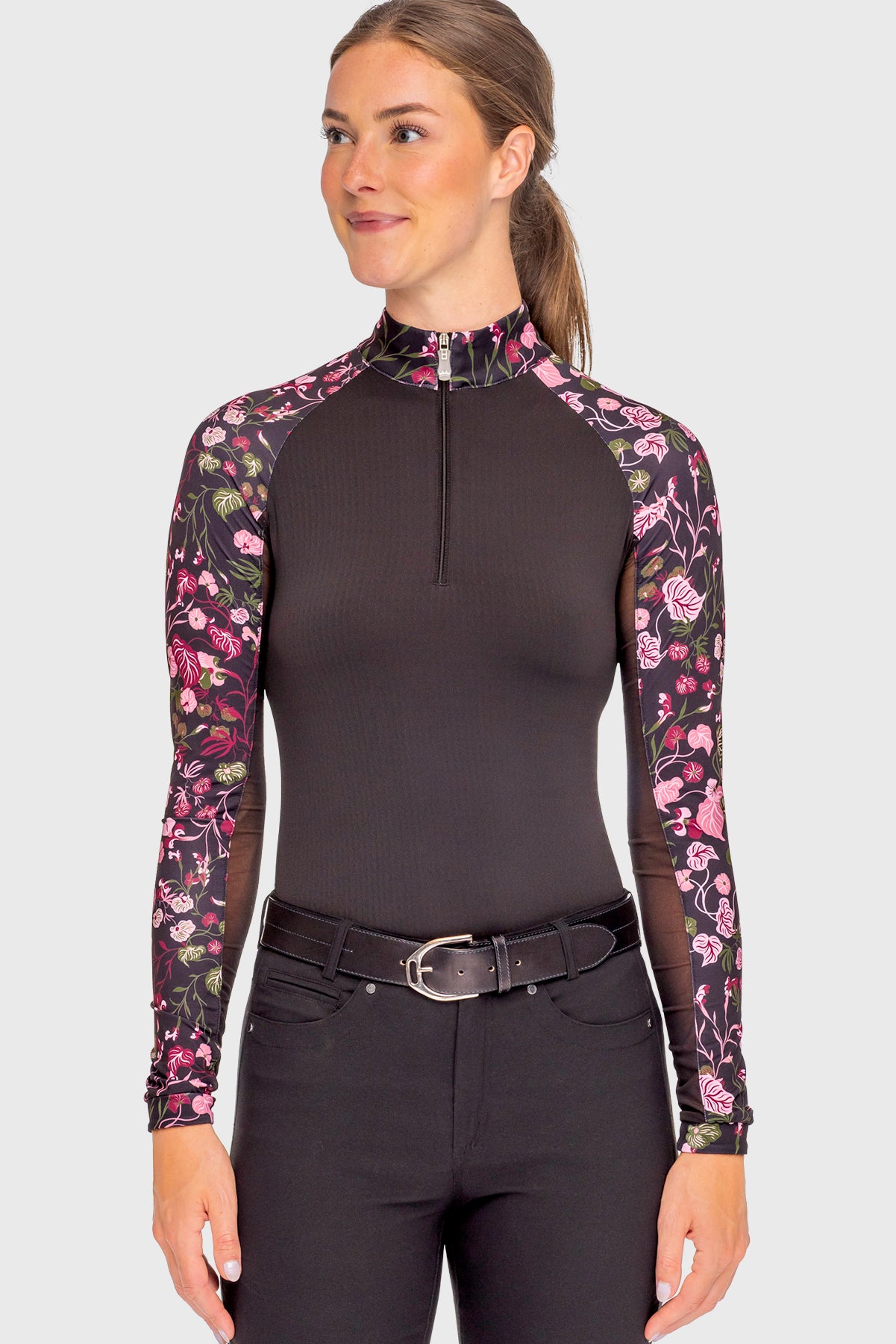 Black Modern Begonia Raglan Long Sleeve 1/4 Zip Sun Shirt Kastel Denmark