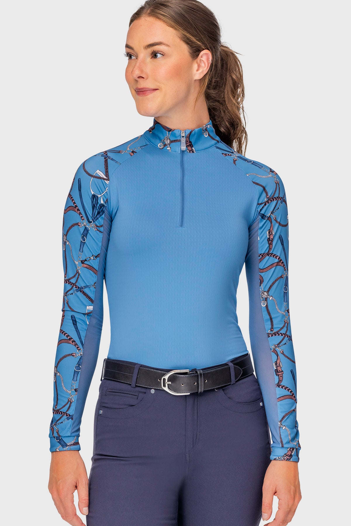 Tahoe Blue Belts Long Sleeve Raglan 1/4 Zip Sun Shirt Kastel Denmark