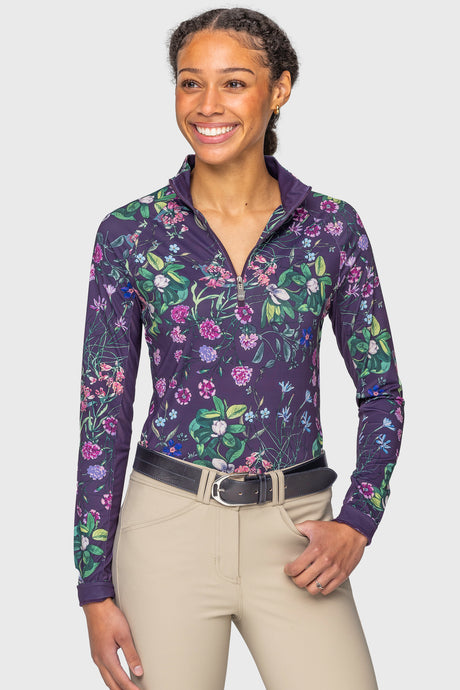 Violet Botanical Garden Long Sleeve 1/4 Zip Sun Shirt Kastel Denmark US