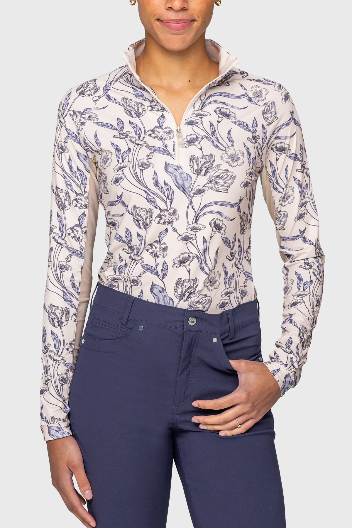 Periwinkle French Tulip Long Sleeve 1/4 Zip Sun Shirt Kastel Denmark US