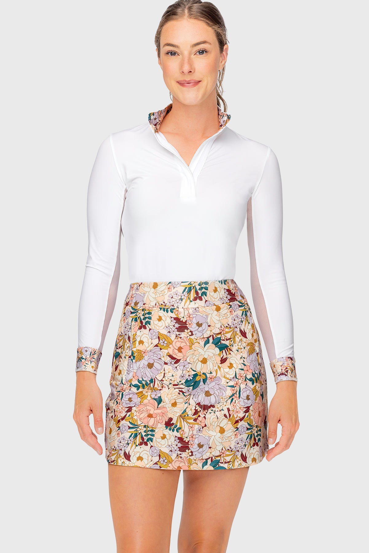 Champagne Blooming Peonies Long Sleeve Tailored Show Shirt