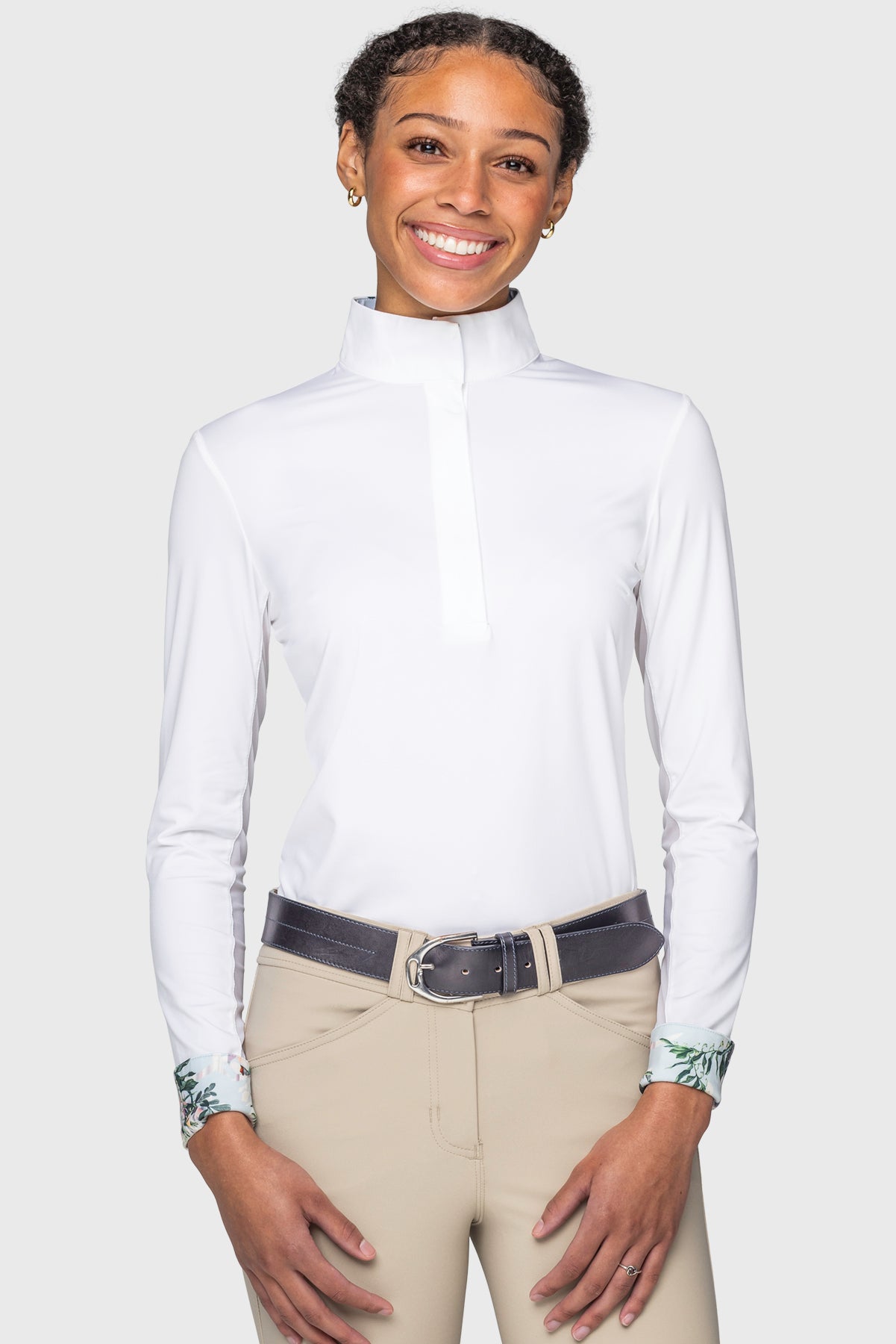 Powder Blue Botanical Tailored Long Sleeve Shirt 1/4 Zip Show Shirt Kastel Denmark