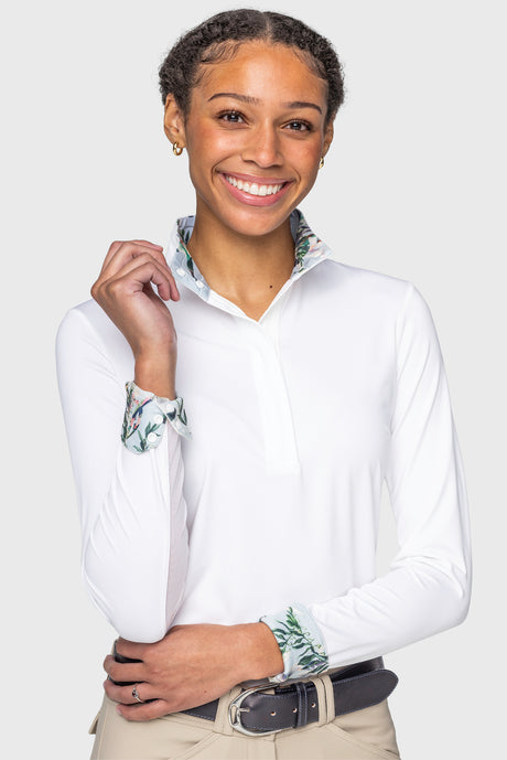 Powder Blue Botanical Tailored Long Sleeve Shirt 1/4 Zip Show Shirt Kastel Denmark