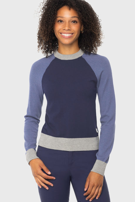 Navy, Blue, & Gray Crewneck Colorblock Sweater Kastel Denmark US