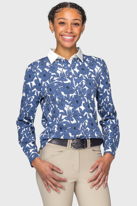 Pacific Blue Wild Rose Long Sleeve Rugby Sweatshirt Kastel Denmark