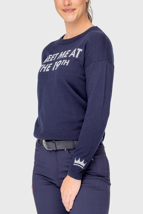 Navy "Meet Me At The 19th" Crewneck Sweater Kastel Denmark
