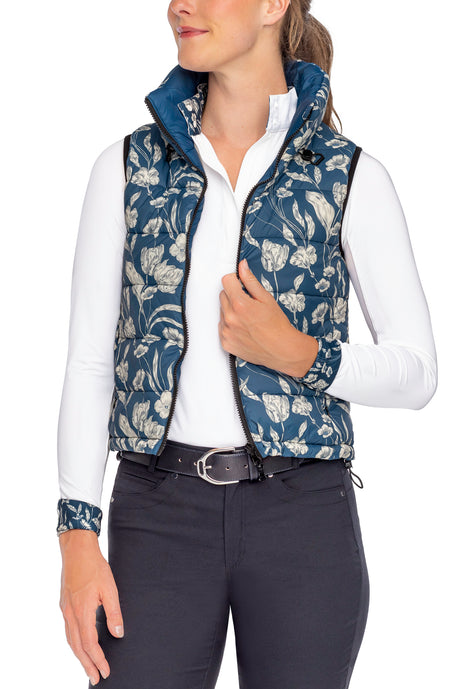 Sailor Blue French Tulip Reversible Puffer Vest w/Sailor Blue Reverse Kastel Denmark