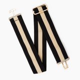 Black and Beige Striped Stretch Belt - [Kastel]