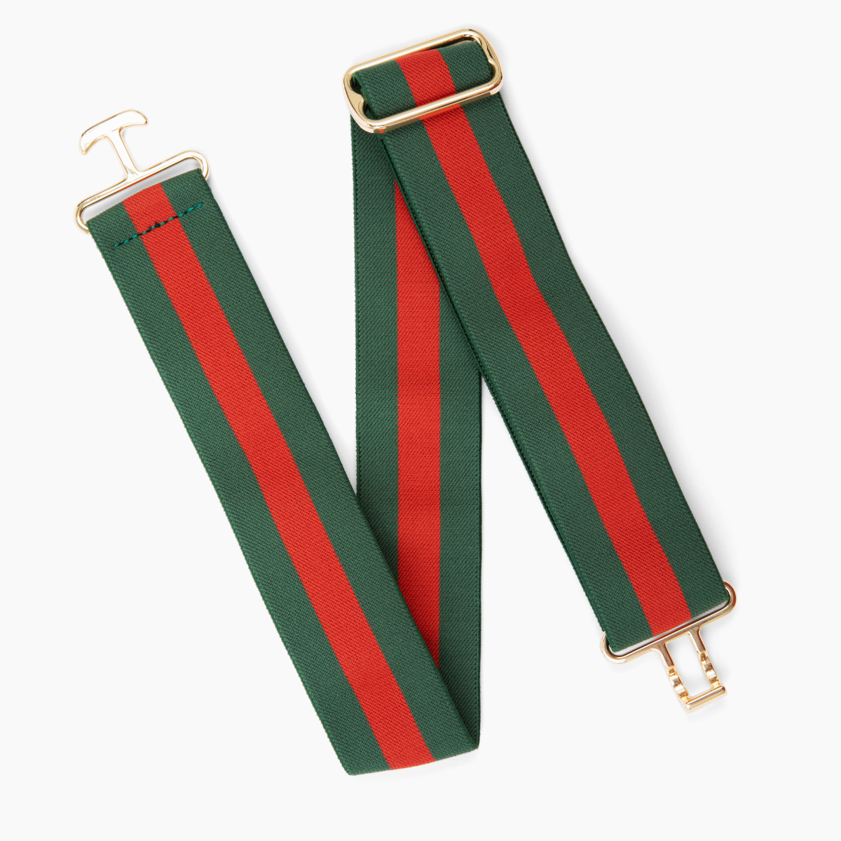 Forest Green and Red Striped Stretch Belt - [Kastel]