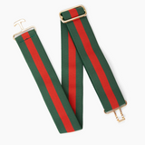 Forest Green and Red Striped Stretch Belt - [Kastel]