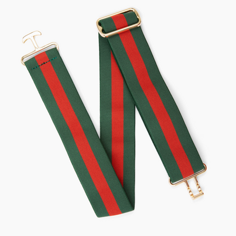 Forest Green and Red Striped Stretch Belt - [Kastel]