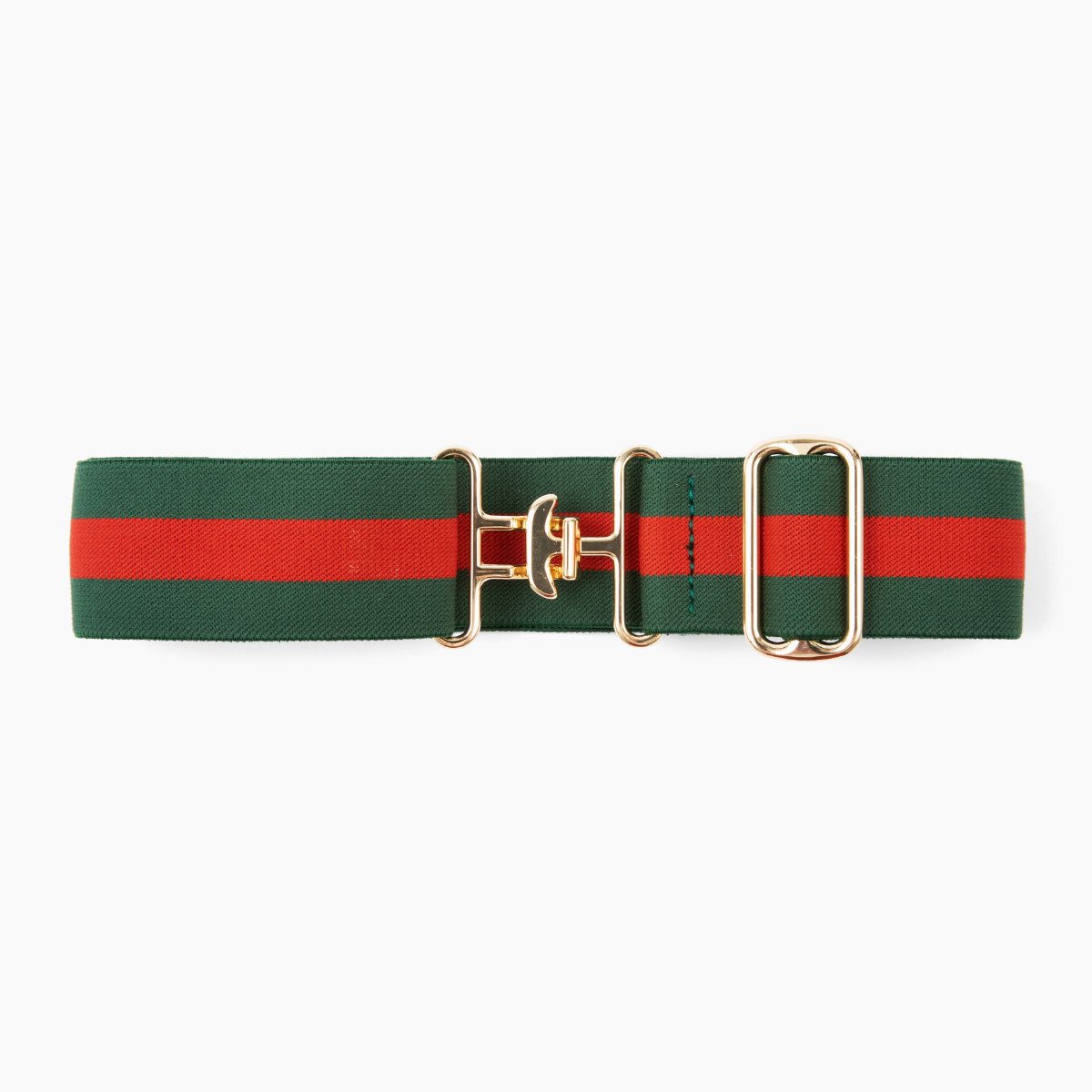 Forest Green and Red Striped Stretch Belt - [Kastel]