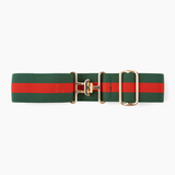 Forest Green and Red Striped Stretch Belt - [Kastel]