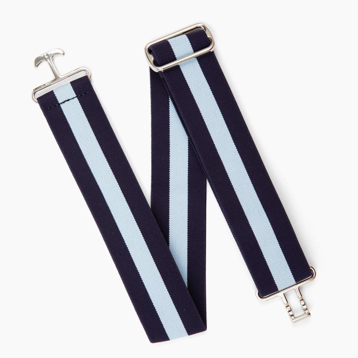 Navy and Light Blue Striped Stretch Belt - [Kastel]
