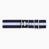 Navy and Light Blue Striped Belt With Nickel Buckle