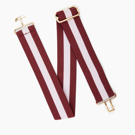 Burgundy and Blush Striped Stretch Belt - [Kastel]
