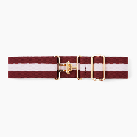Burgundy and Blush Striped Stretch Belt - [Kastel]