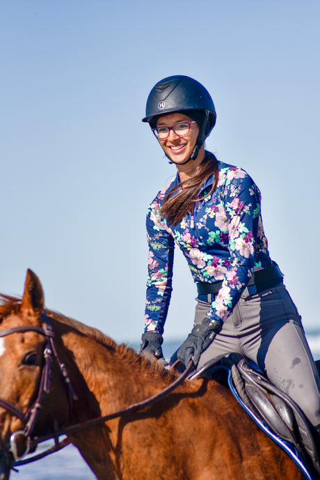 Navy Lush Garden 1/4 Zip Long Sleeve Shirt Kastel Denmark