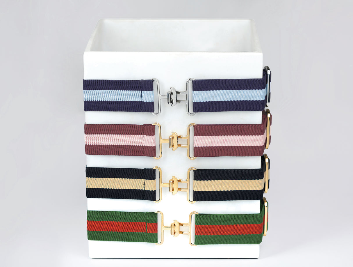 Navy and Light Blue Striped Stretch Belt - [Kastel]