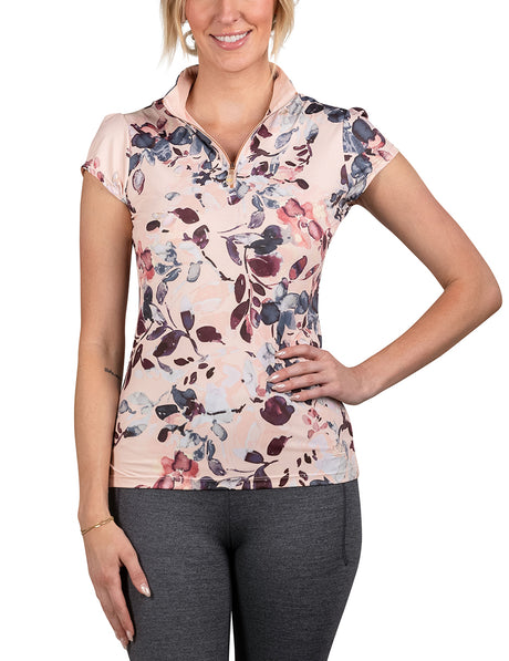Pearl Blush Watercolor Floral Short Sleeve Sun Shirt - [Kastel]
