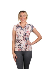 Cap Sleeve Pearl Blush Watercolor Floral With Rose Gold 1/4 Zip