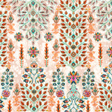 Coral Block Print Floral 1/4 Zip Long Sleeve Shirt - [Kastel]