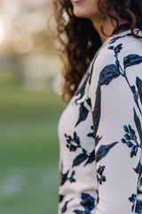 Indigo Lithograph Leaf Crewneck Sweater Kastel Denmark