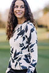 Indigo Lithograph Leaf Crewneck Sweater Kastel Denmark