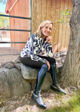 Indigo Lithograph Leaf Full Zip Track Jacket w/Striped Trim - [Kastel]