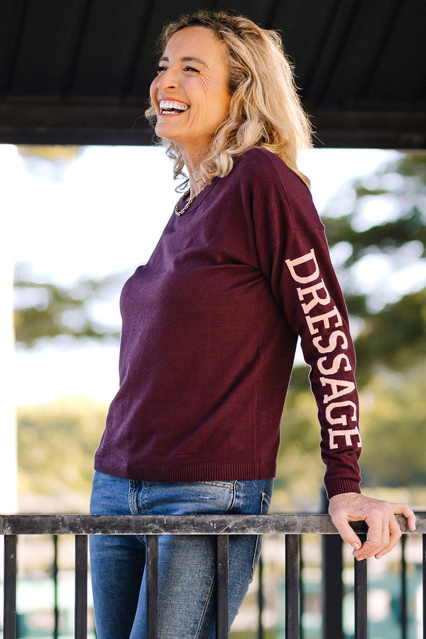 Cabernet & Rose Crewneck "Dressage" Sweater