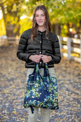 Navy Watercolor Floral Packable Tote Kastel Denmark US